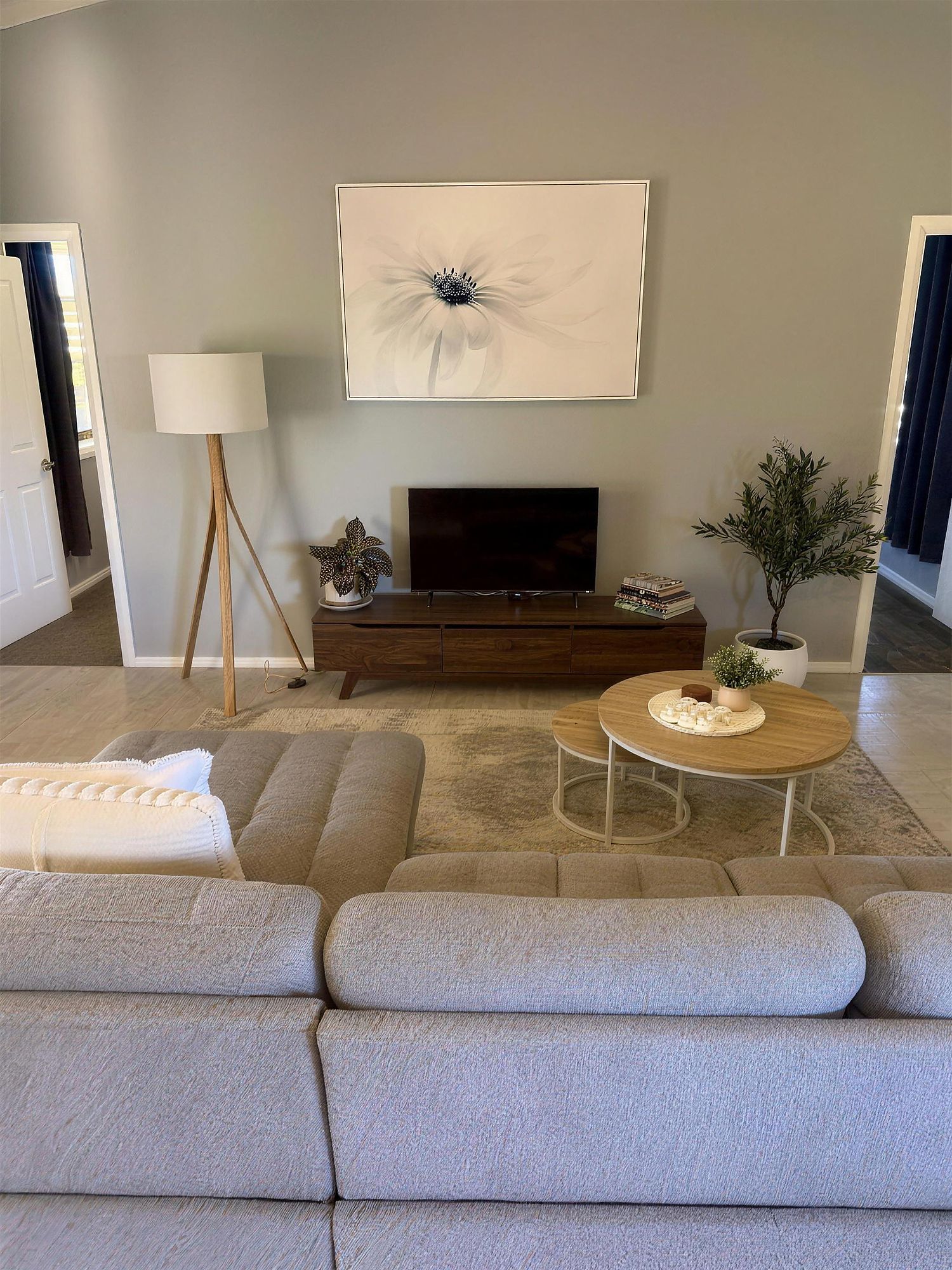 Living room with sofa and Smart TV